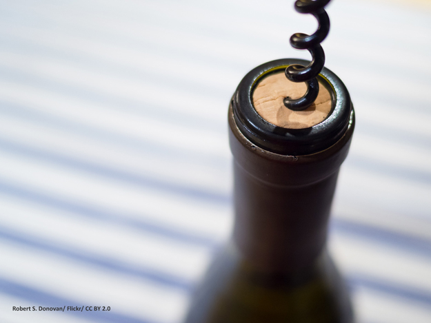 Corkscrew and bottle